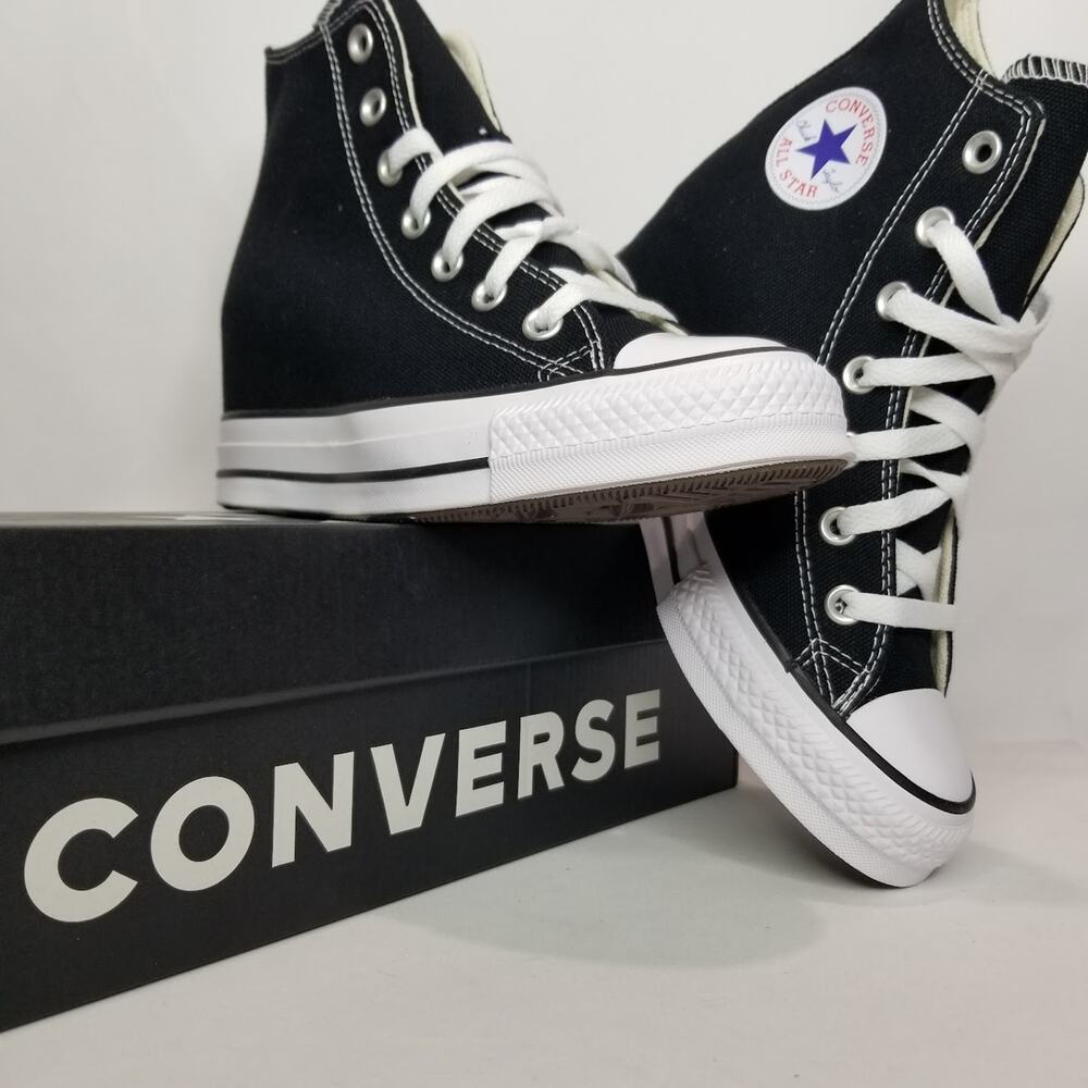 Converse Women's CTAS Wedge Platform Hi Tops Size 6 Black A11909C NWT